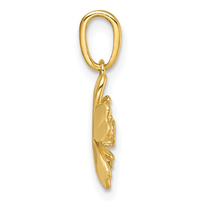 14k Yellow Gold with White Rhodium Polished Blooming Flower Charm