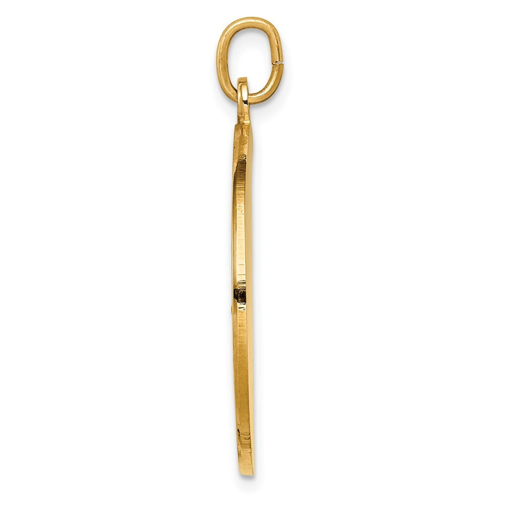 14k Yellow Gold Solid Polished Satin Large Round St. Christopher Medal