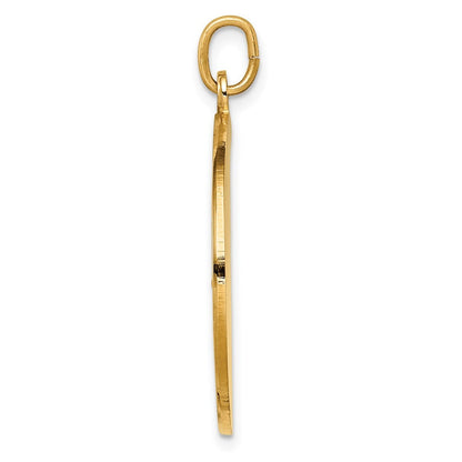 14k Yellow Gold Solid Polished Satin Large Round St. Christopher Medal