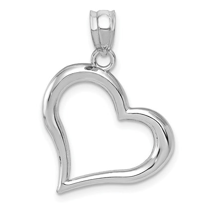 14k White Gold Polished Open Heart Pendant for Women