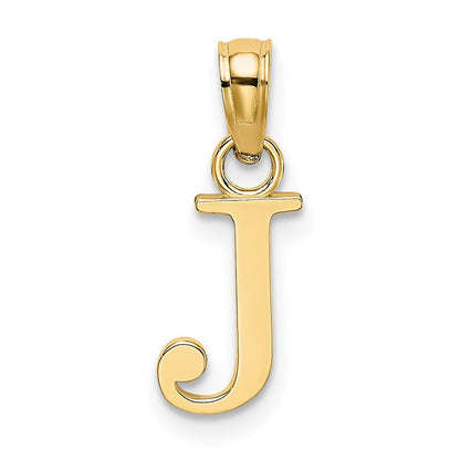 14k Yellow Gold Polished Block Letter J Initial Pendant for Women