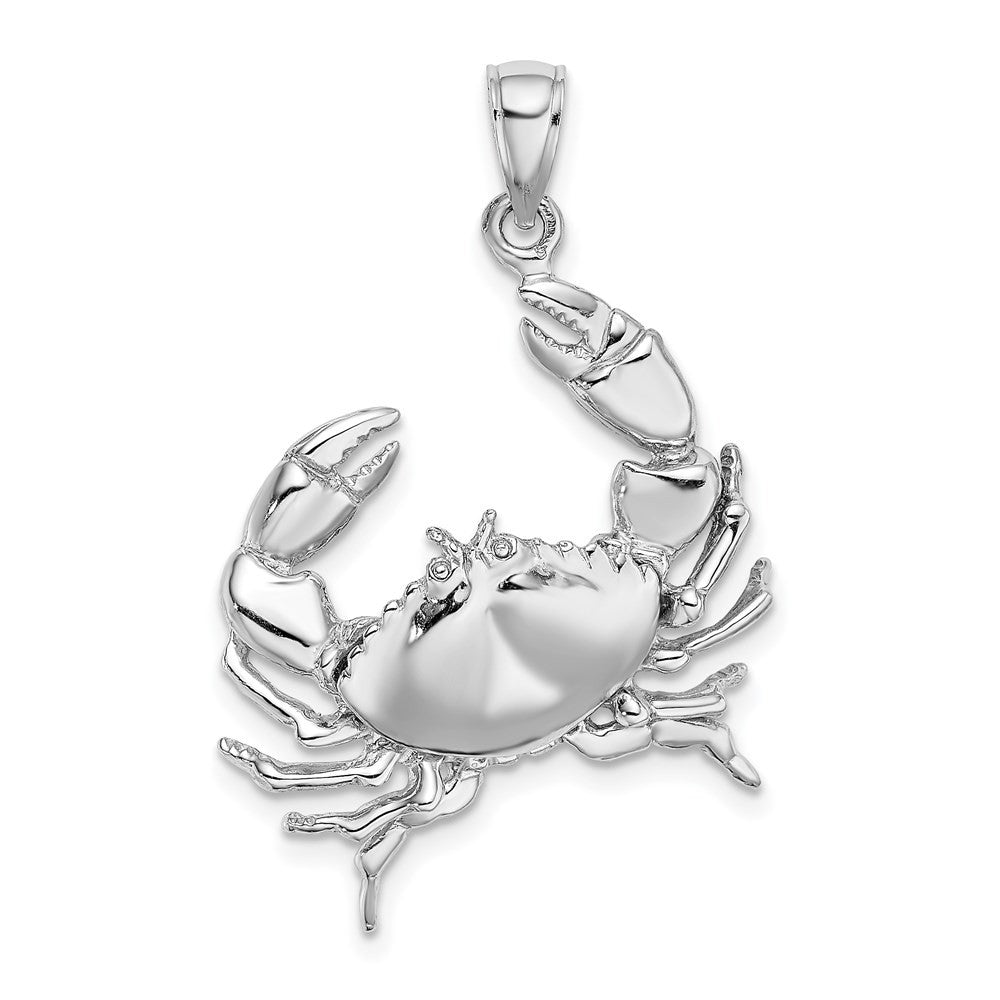 14K White Gold Stone Crab w Claw Extender Charm