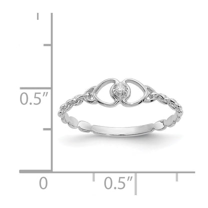 14k White Gold AA Diamond heart ring