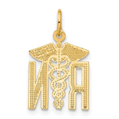 14k Yellow Gold RN Nurse Charm Pendant for Women