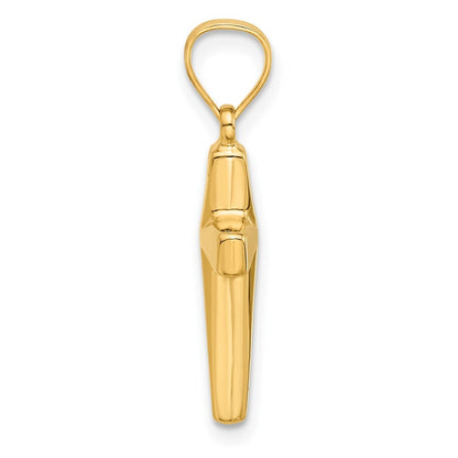 14k Yellow Gold Polished Cross Pendant