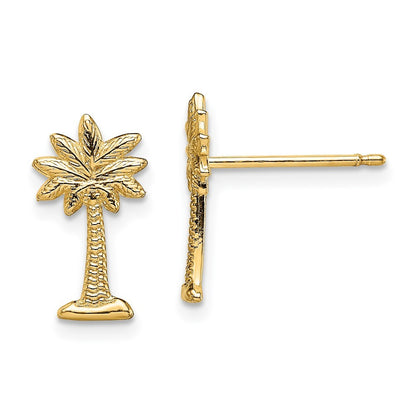 14k Yellow Gold Mini Palmetto Palm Tree Earrings