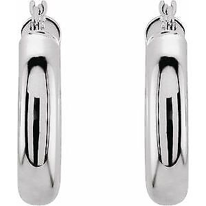 14k White Gold Tube 20 mm Hoop Earrings Gift Gift for Women