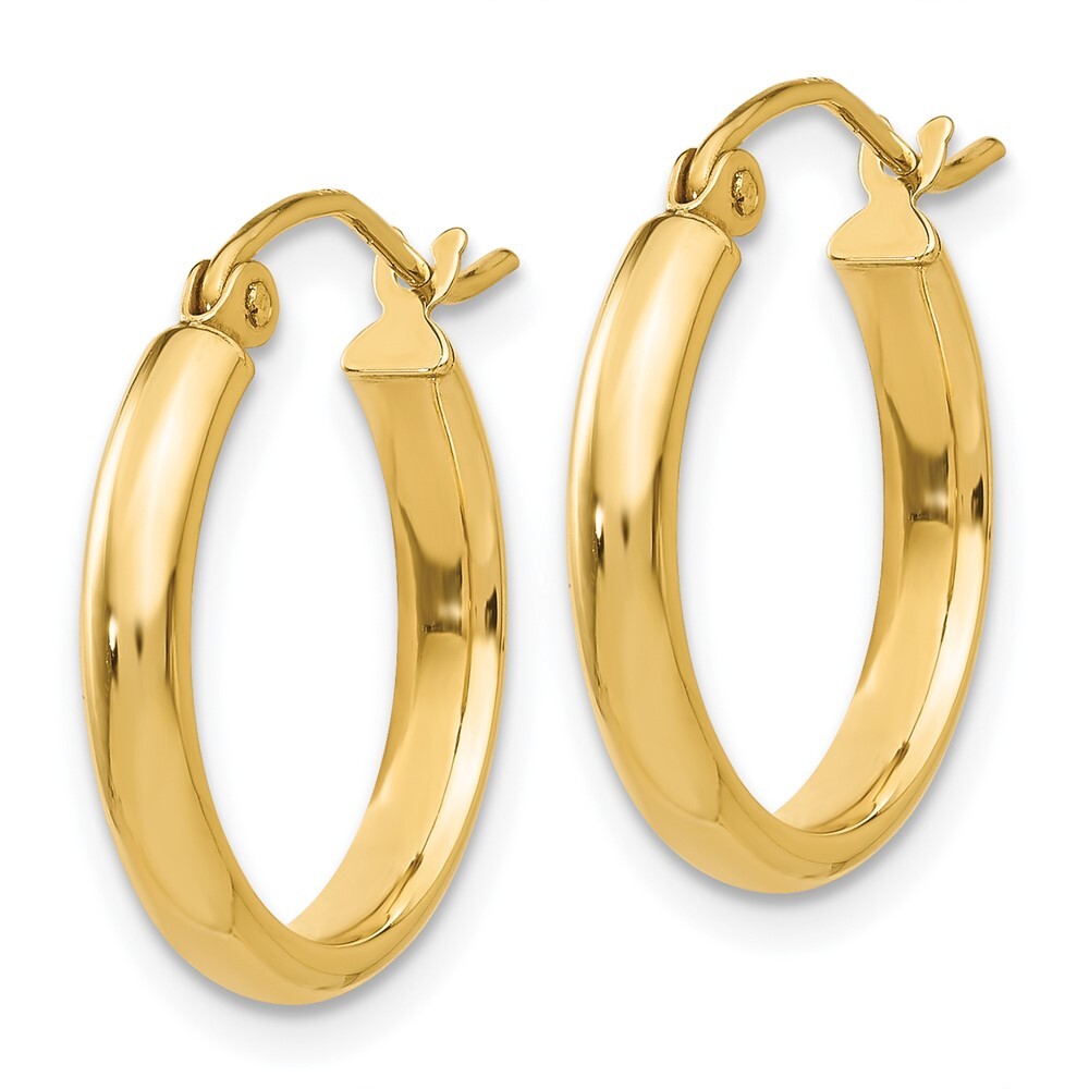 14k Yellow Gold Round Tube Hoop Earrings Gift for Women
