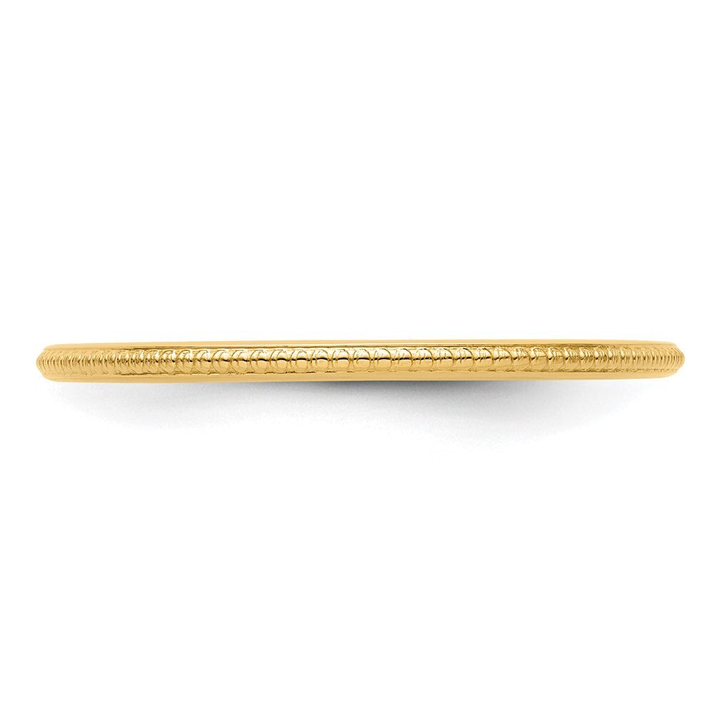 14K Yellow Gold Yellow Gold 1.2mm Beaded Stackable Band Size 8