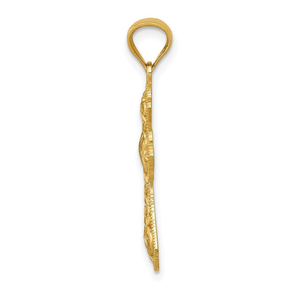 14k Yellow Gold Polished Filigree Cross Pendant