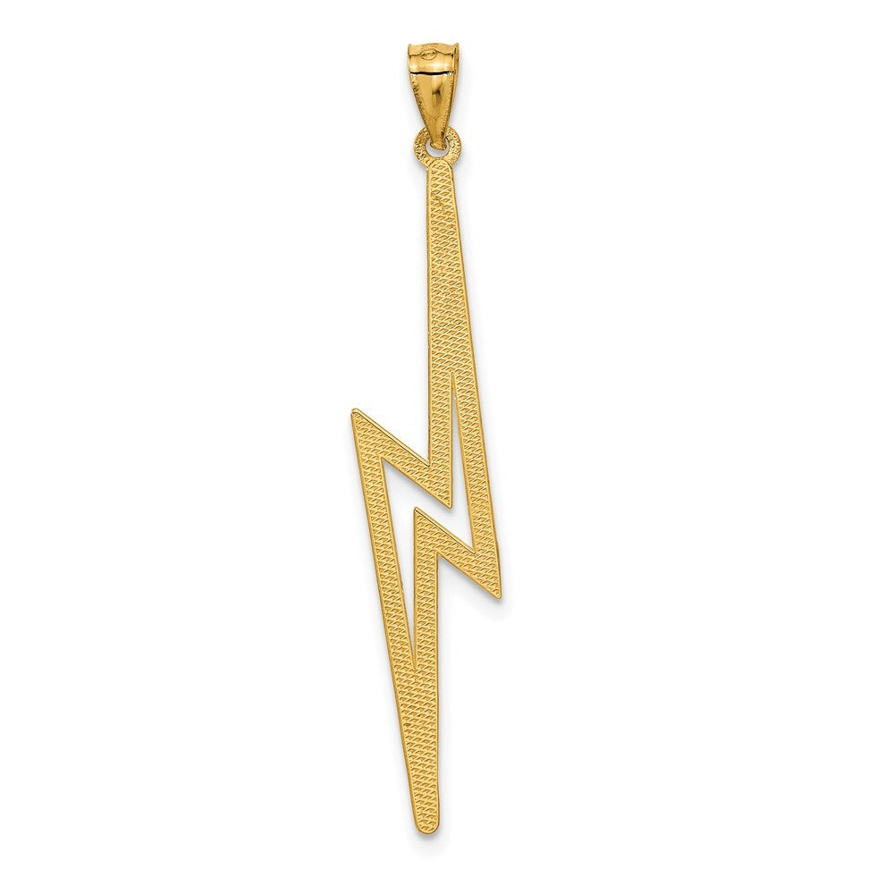 14k Yellow Gold Polished Diamond-cut Lightning Bolt Pendant