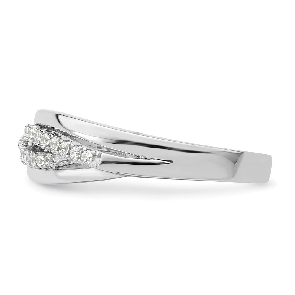 Sterling Silver Rhodium plated CZ Twisted Band Size 7