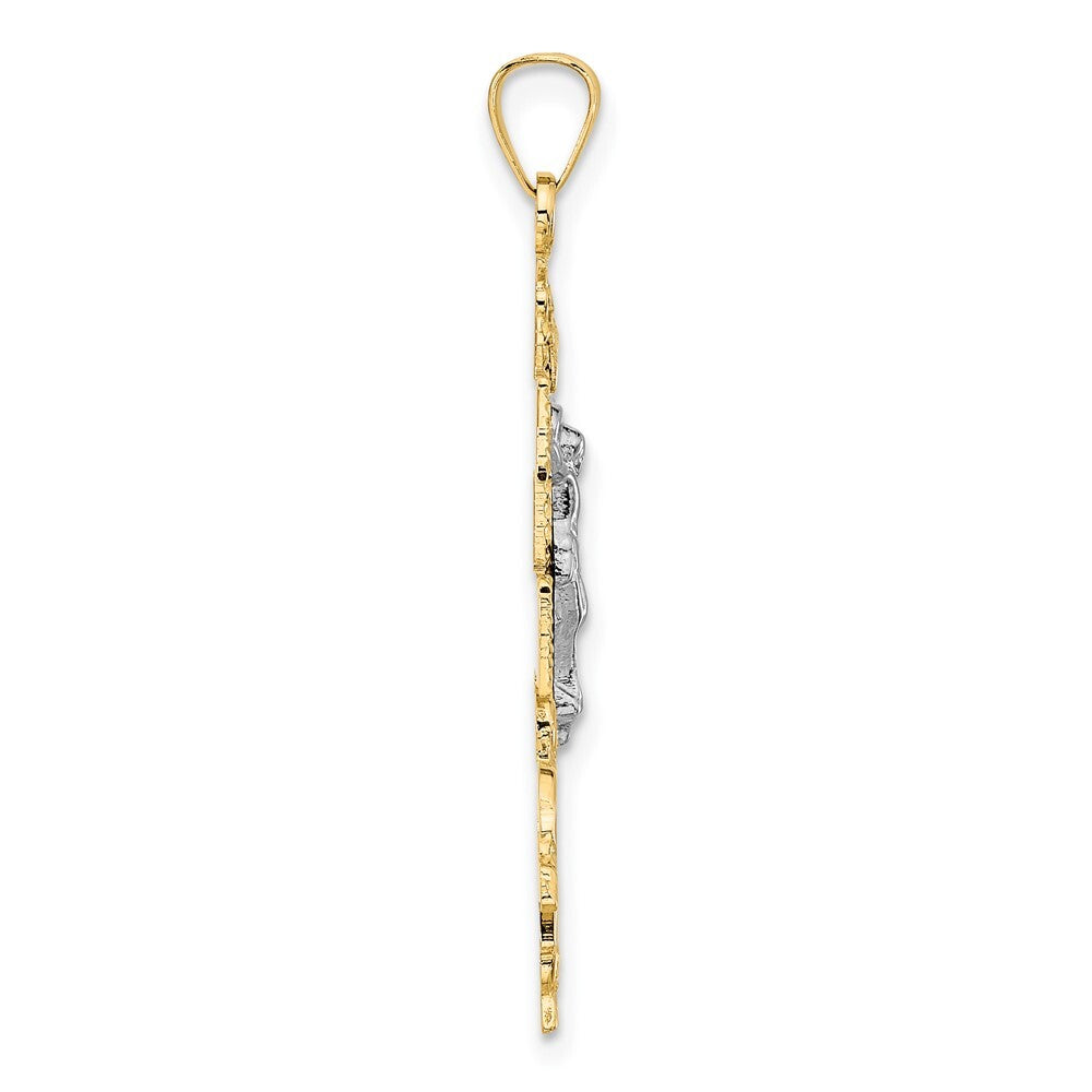 14k Two-tone Gold Cara Vaca Crucifix Pendant for Women