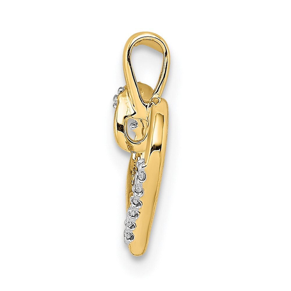 14k Yellow Gold Diamond Heart Pendant for Women