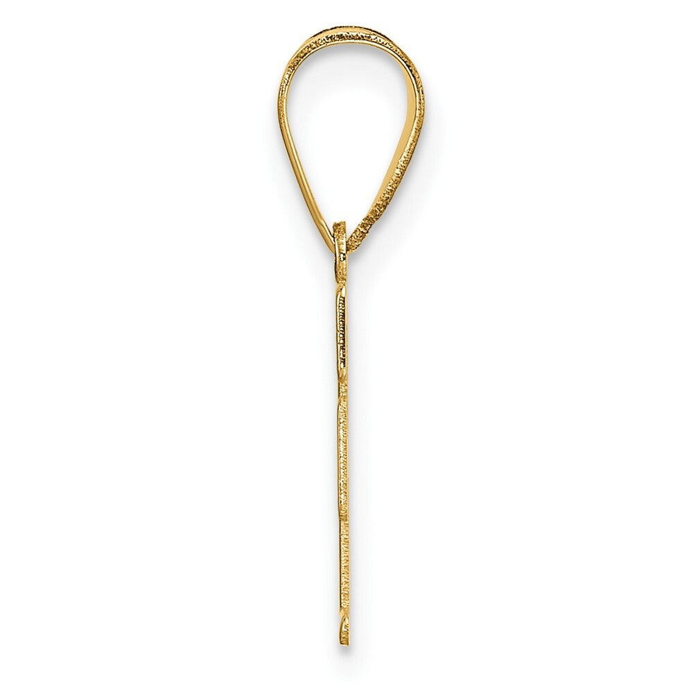 14k Yellow Gold Polished Etched Letter F Initial Pendant for Women