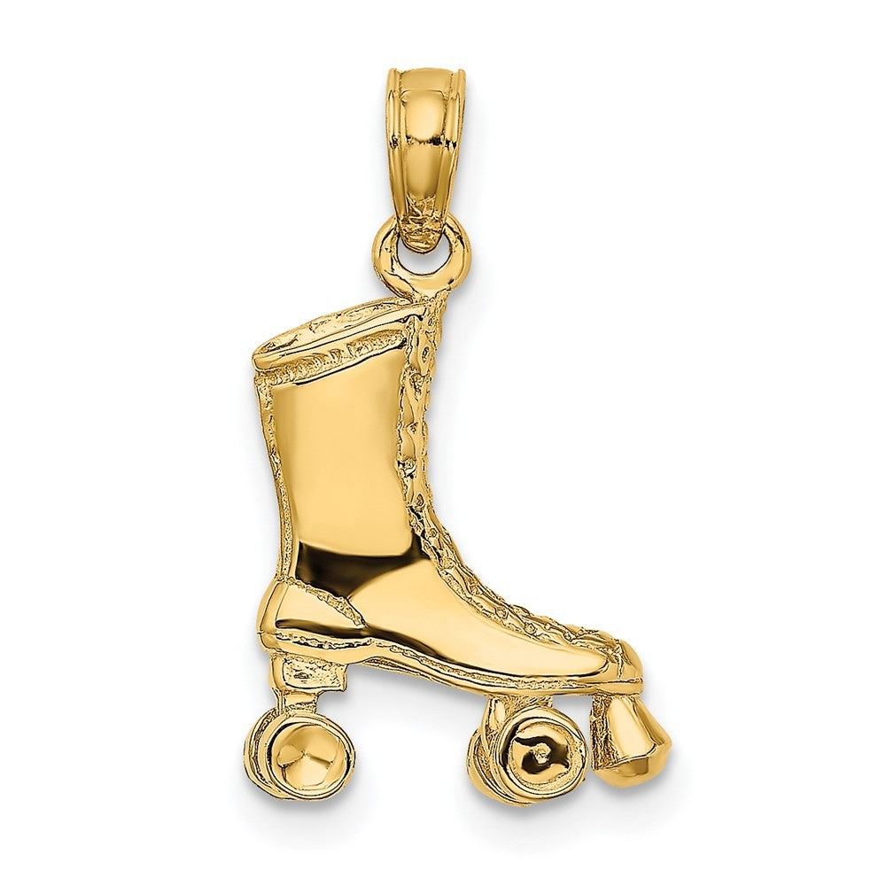 14k Yellow Gold 3-D Roller Skate Charm
