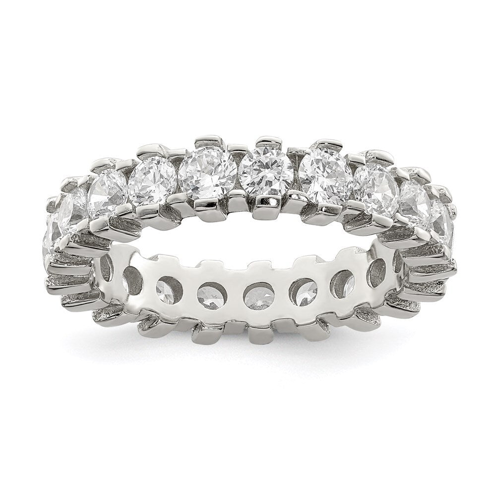Sterling Silver Rhodium-plated Cubic Zirconia Eternity Band Size 6