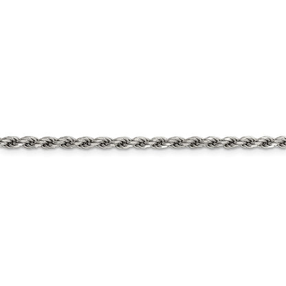 Sterling Silver Rhodium-plated 2.75mm Diamond-cut Rope Chain Necklace