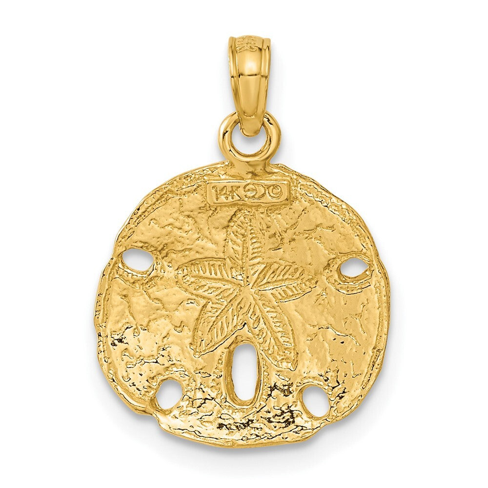 14k Yellow Gold Polished Sand Dollar Pendant for Women