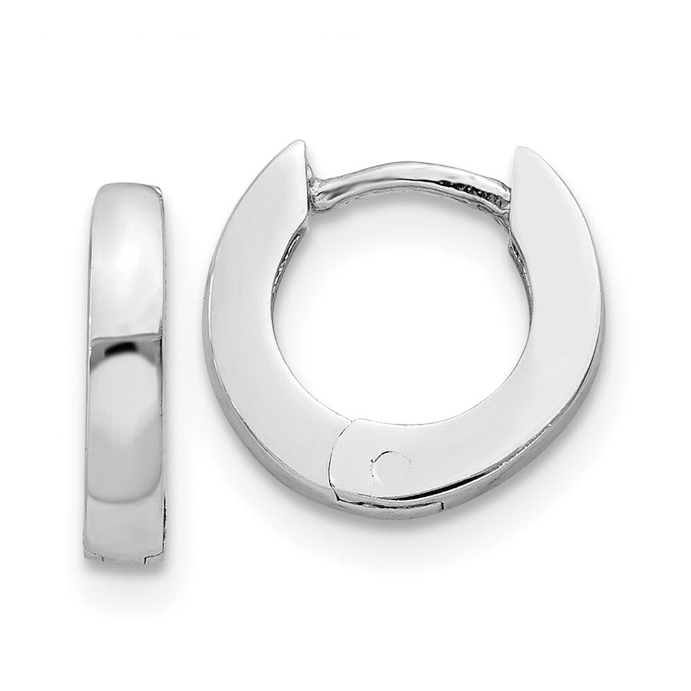 14k White Gold Polished Round Hinged Hoop Earrings Gift for Women