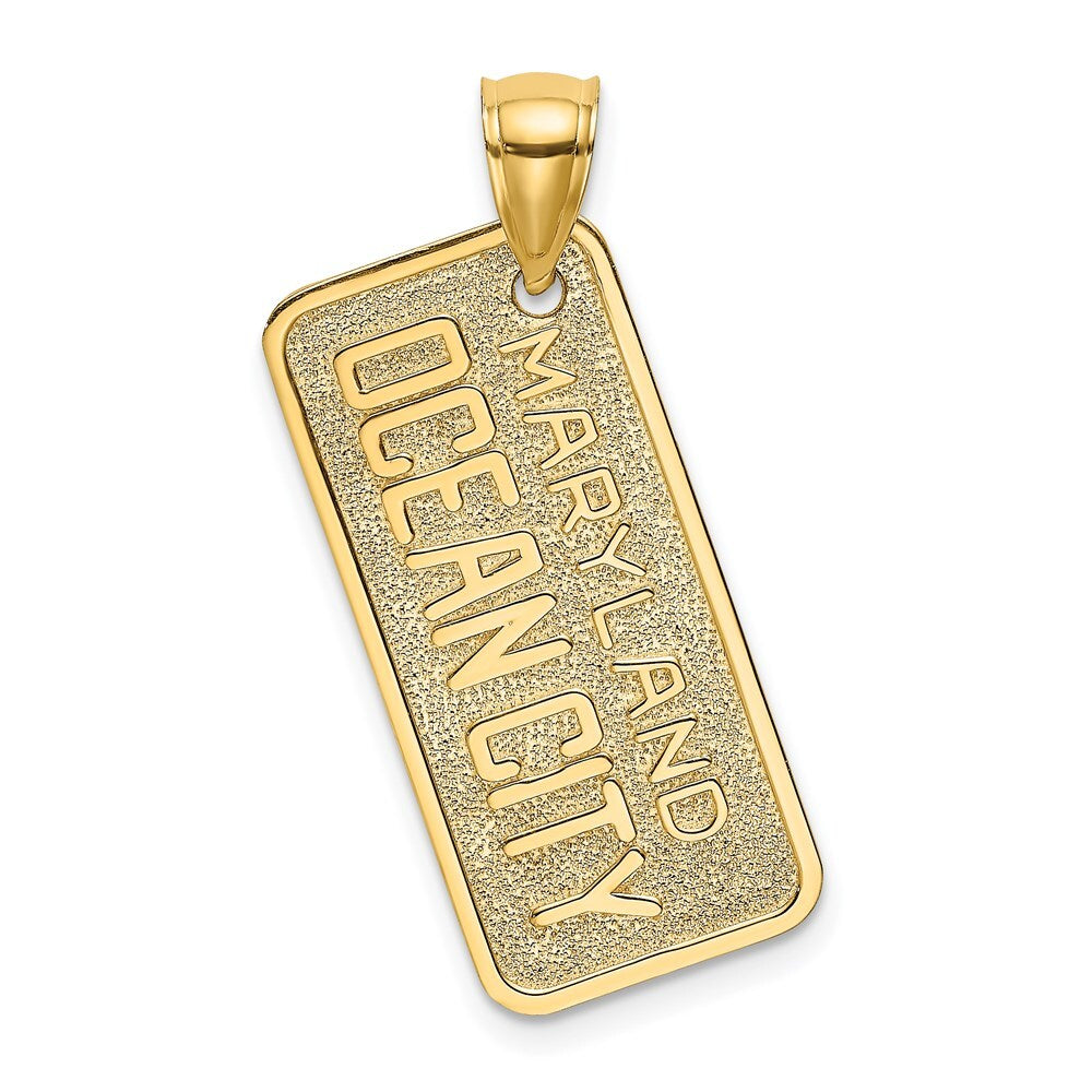 14k Yellow Gold MARYLAND OCEAN CITY License Plate Charm Pendant for Women