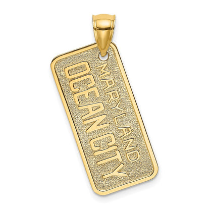 14k Yellow Gold MARYLAND OCEAN CITY License Plate Charm Pendant for Women