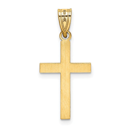 14k Yellow Gold Laser Etched Cross Pendant for Women