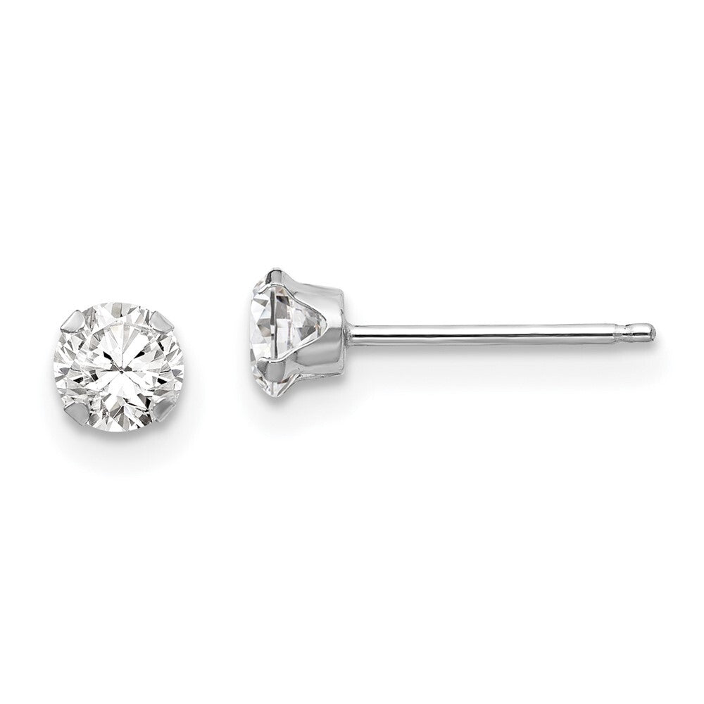 14k White Gold 4mm Cubic Zirconia Stud Earrings Gift for Women