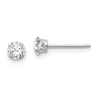 14k White Gold 4mm Cubic Zirconia Stud Earrings Gift for Women