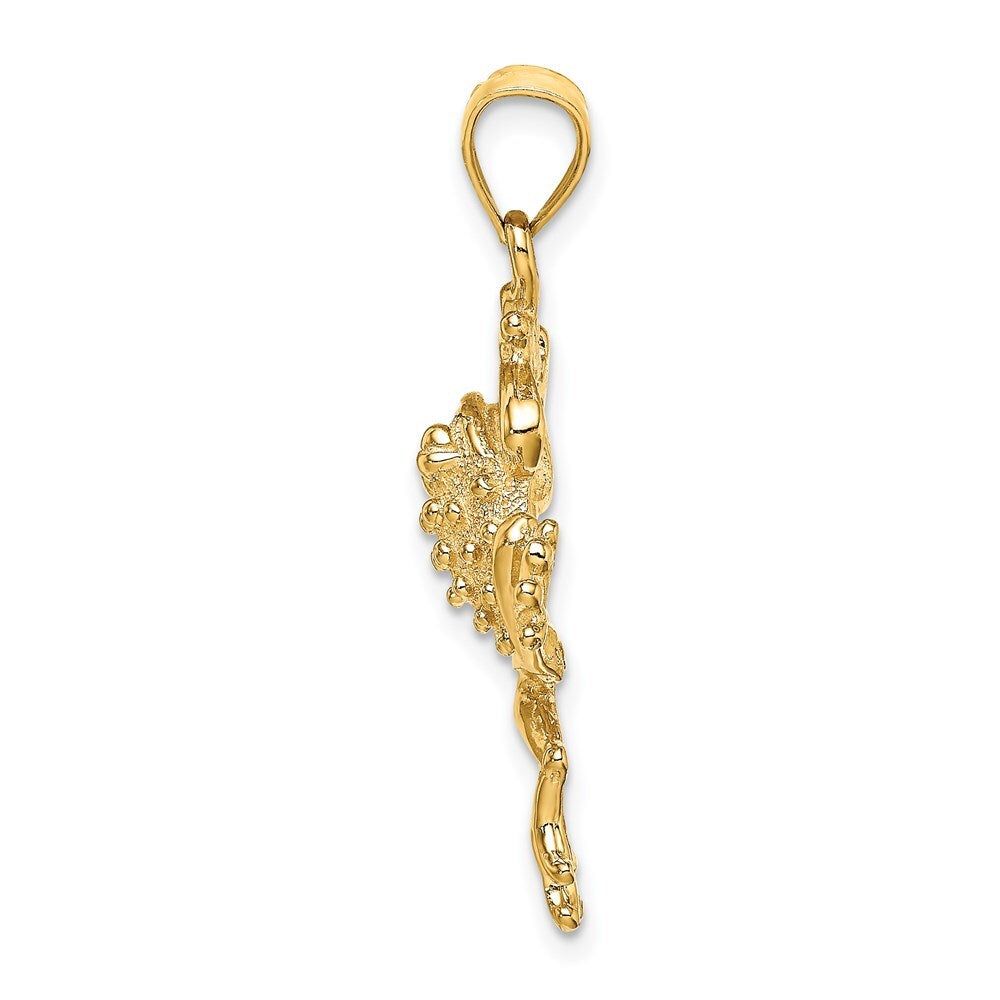 14k Yellow Gold Frog Textured Back Charm