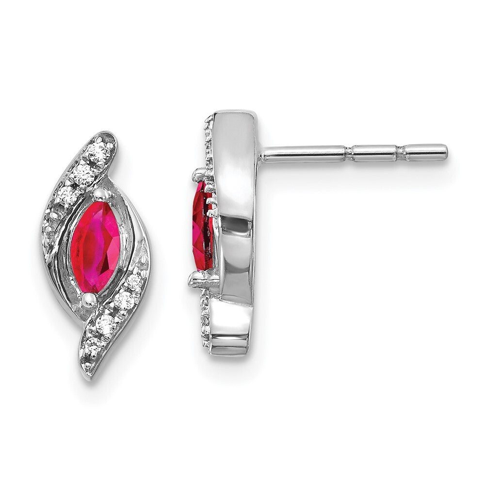 14k White Gold Diamond and Ruby Drop & Dangle Earrings