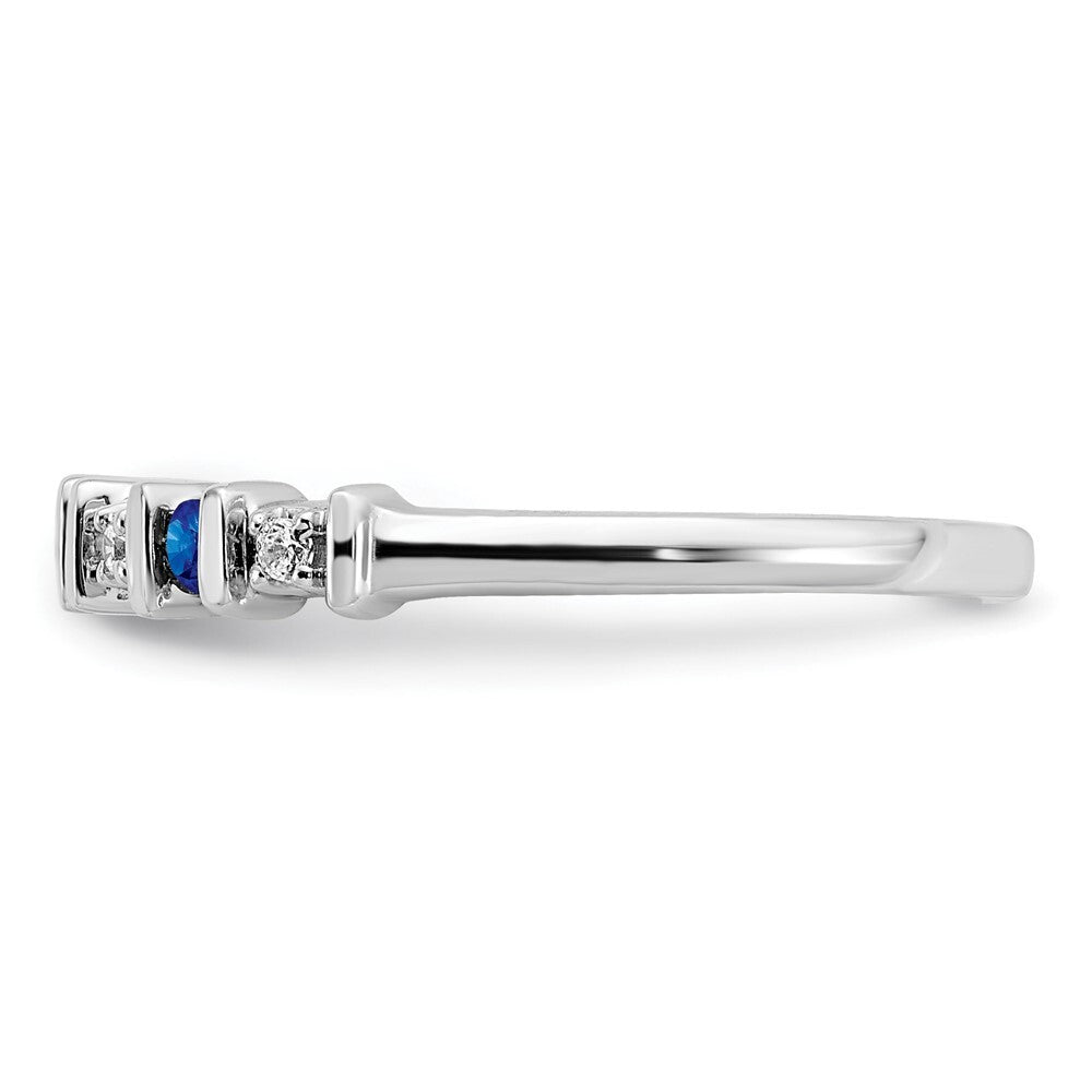 14k White Gold Sapphire and Diamond Band Size 7