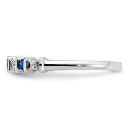 14k White Gold Sapphire and Diamond Band Size 7