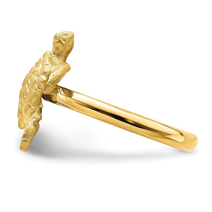 14K Yellow Gold Brushed & Polished Diamond-Cut Turtle Ring