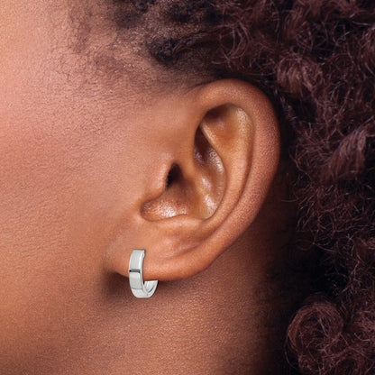 14k White Gold Round Hinged Hoop Earrings Gift for Women