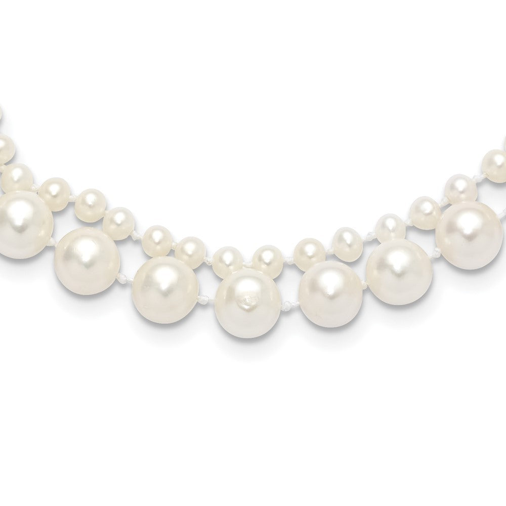 14k Yellow Gold 3-4mm and 7-8mm White Cultured Pearl 2-Strand Necklace 18"
