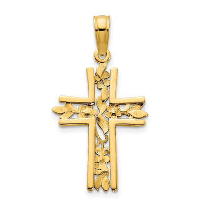 14k Yellow Gold Fancy Cross Pendant for Women