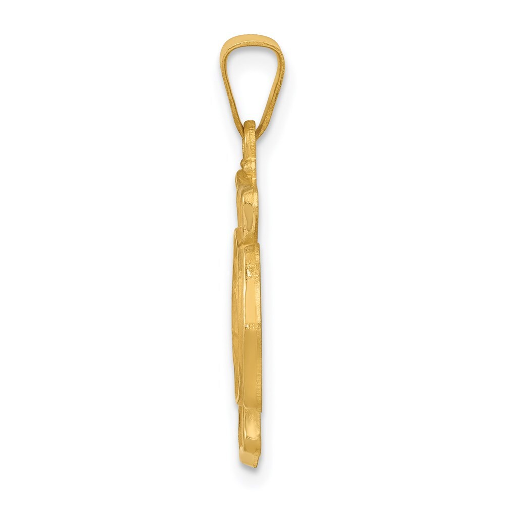 14k Yellow Gold Polished and Satin St Florian Badge Medal Hollow Pendant