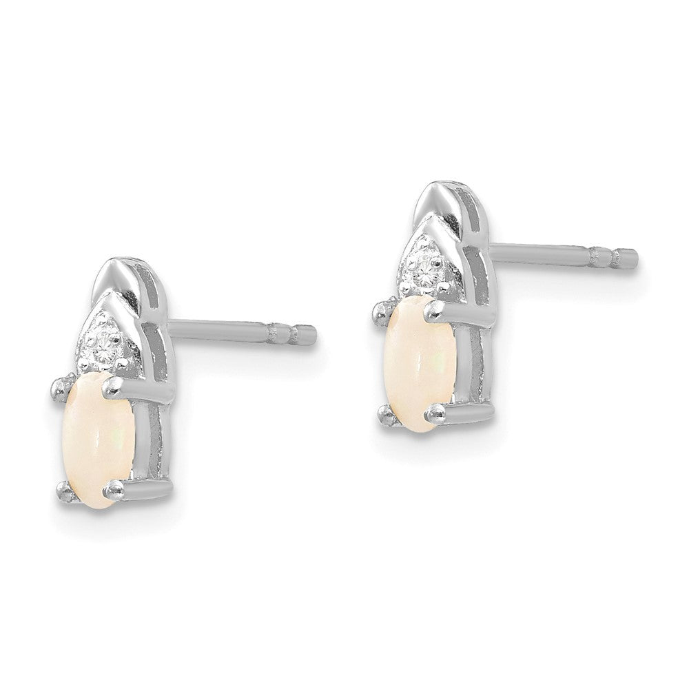 14k White Gold Opal and Diamond Earrings