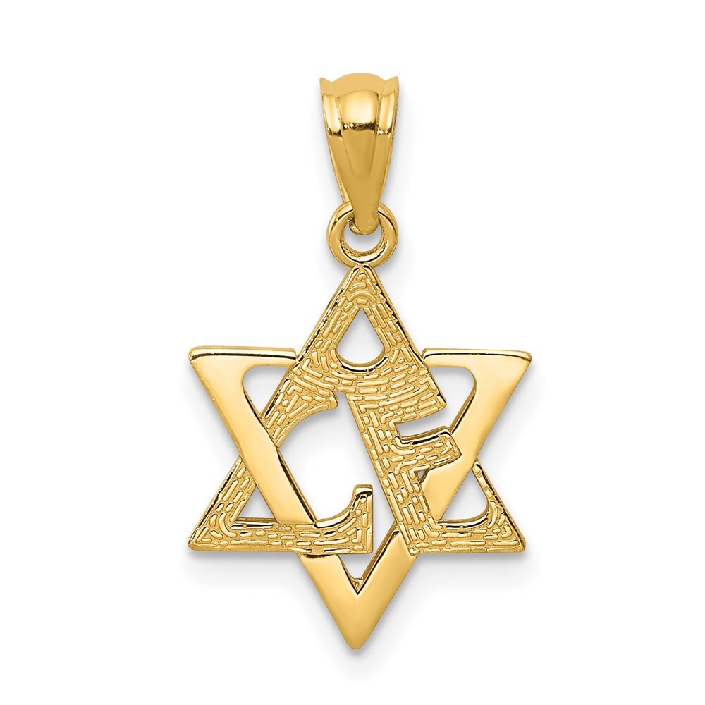 14k Yellow Gold Star of David Pendant for Women