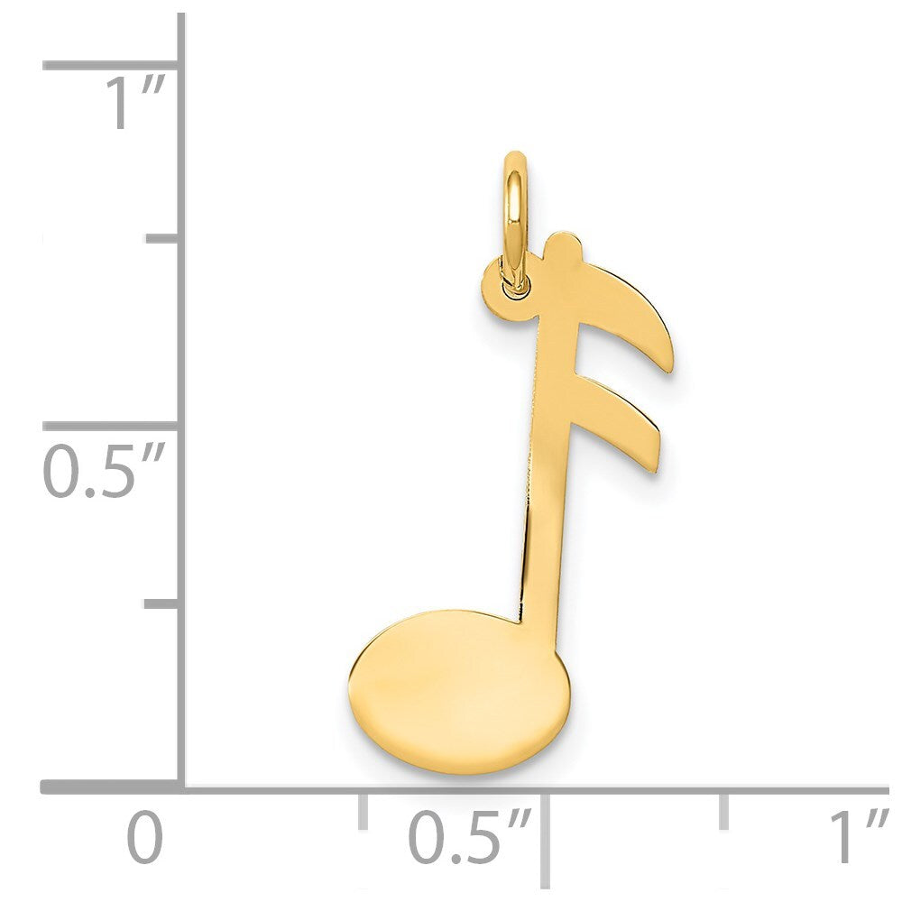 14k Yellow Gold Polished Musical Note Charm Pendant for Women