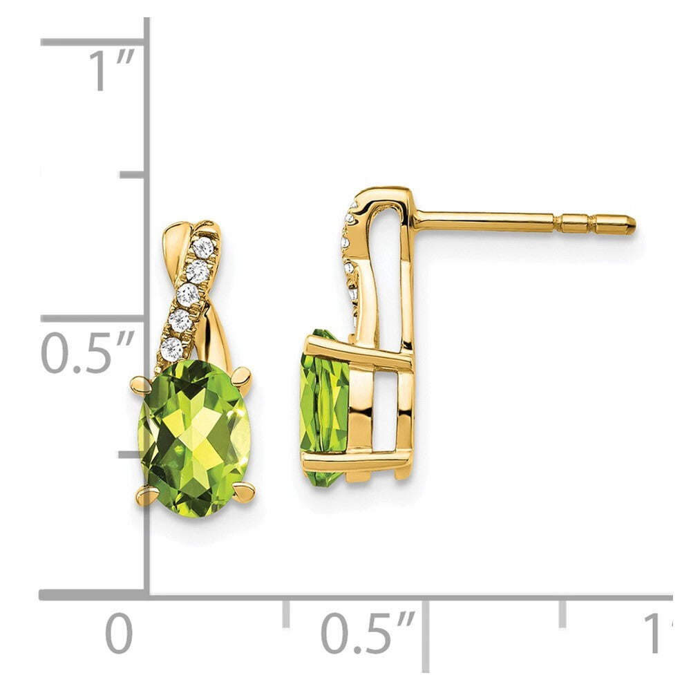 14k Yellow Gold Peridot and Diamond Drop & Dangle Earrings