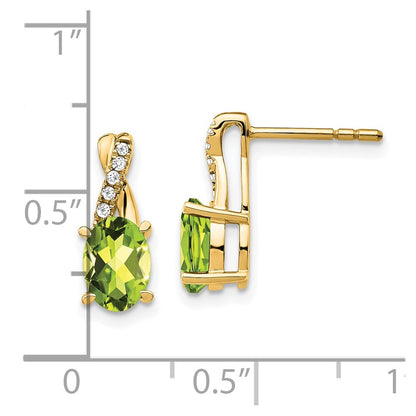 14k Yellow Gold Peridot and Diamond Drop & Dangle Earrings