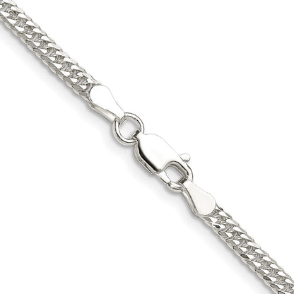 Sterling Silver Polished 3.0mm Double Diamond-cut Curb Chain Necklace
