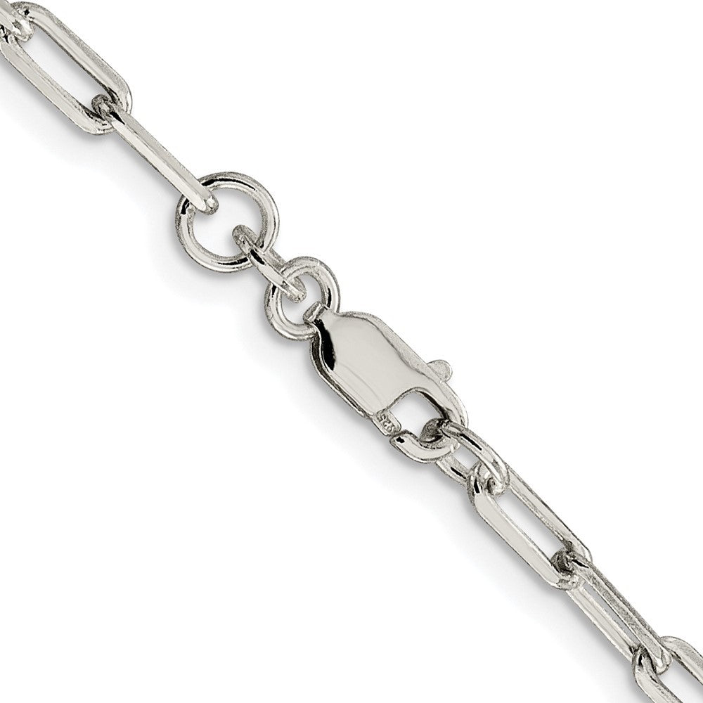 Sterling Silver Rhodium-plated 3.25mm Elongated Open Link Chain Necklace