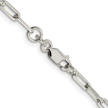 Sterling Silver Rhodium-plated 3.25mm Elongated Open Link Chain Necklace