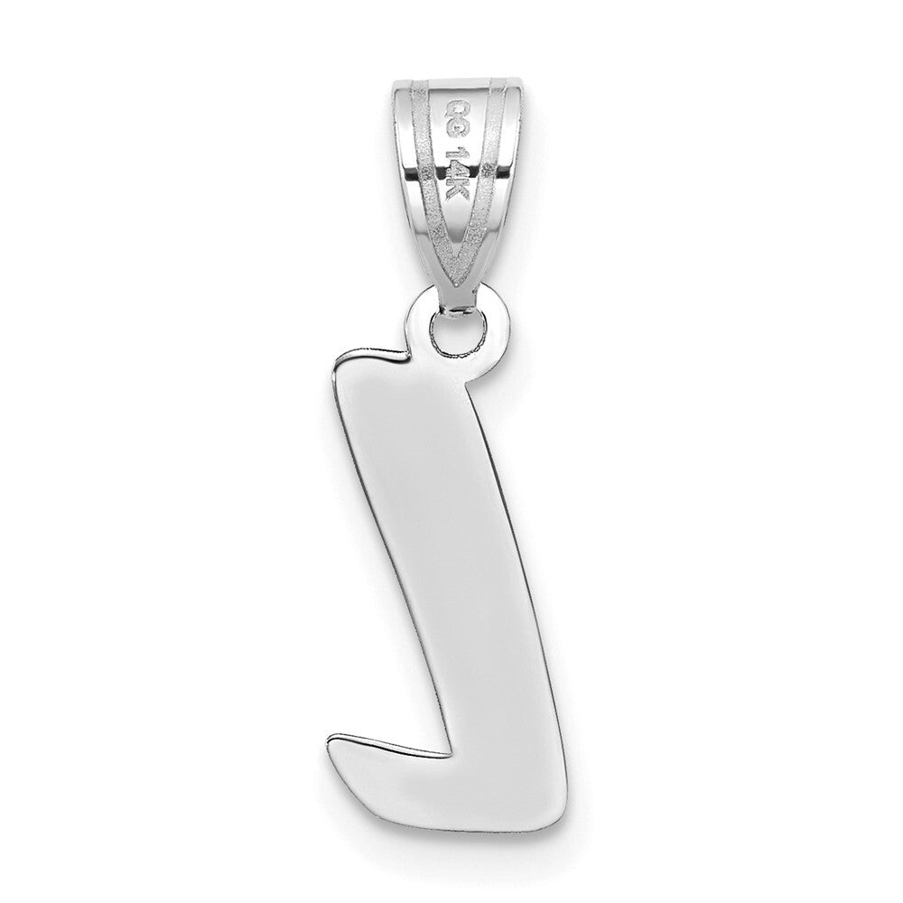 14k White Gold Polished Script Letter L Initial Pendant for Women