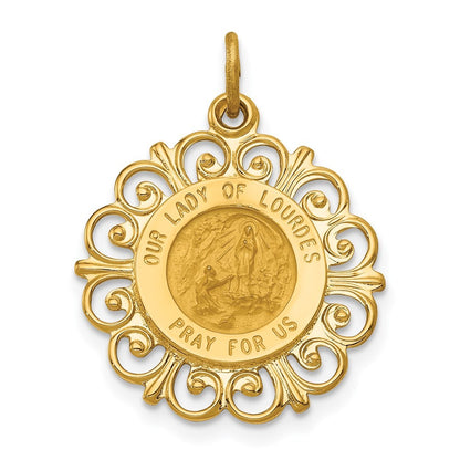 14k Yellow Gold Our Lady of Lourdes Medal Pendant