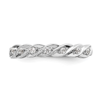 Sterling Silver RH Polished CZ Twisted Ring Size 6