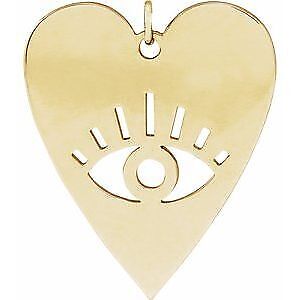 14k Yellow Gold 20x17.1 mm Evil Eye Heart Pendant Gift for Women